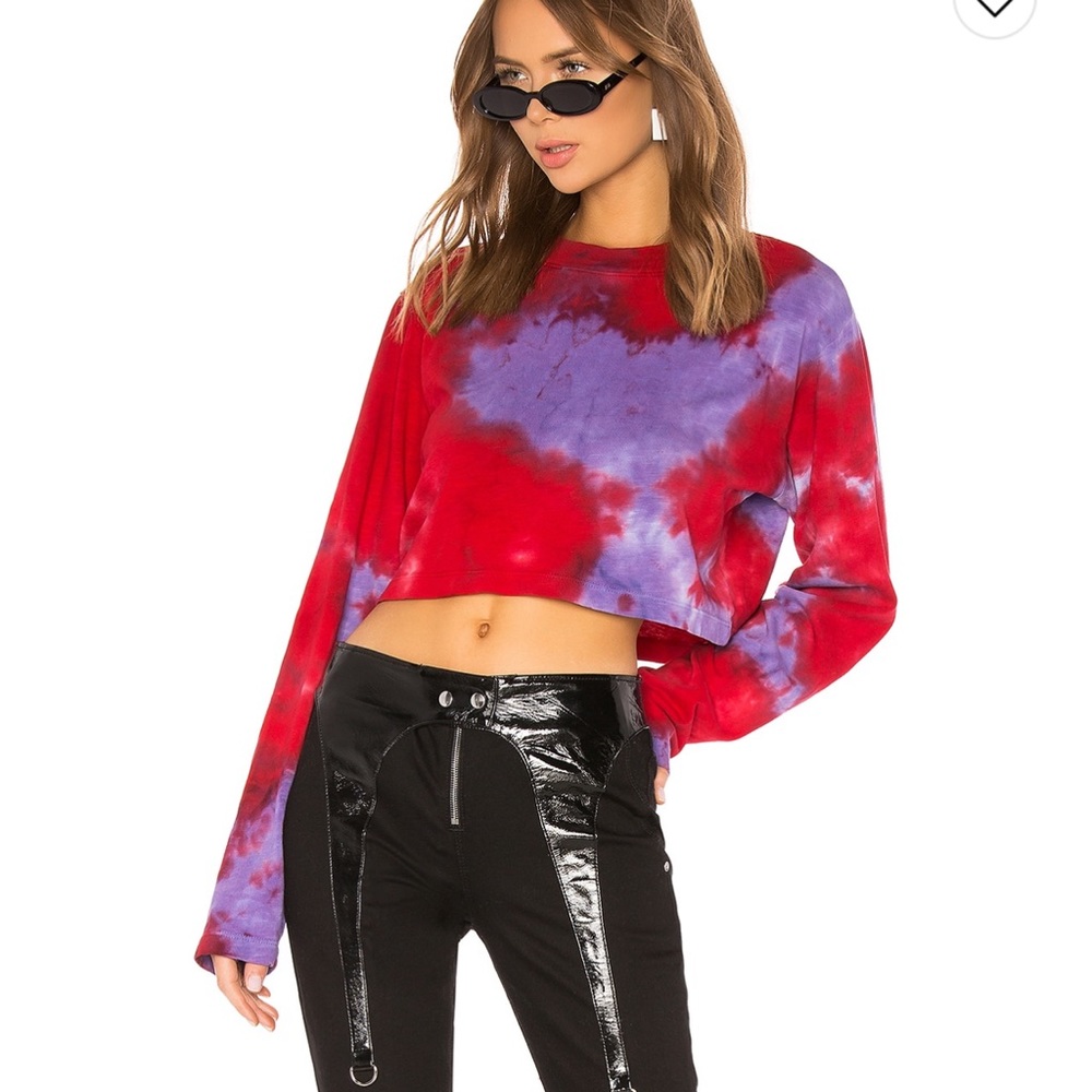 Cotton Citizen Red and Purple Tie-Dye Long Sleeve Tee